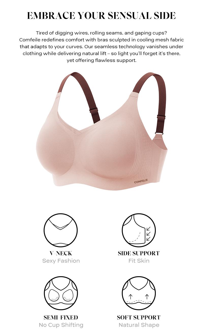 COMFELIE Plus size 4XL Wireless Bra,No Underwire with Support Seamless Bra Underwear EB001
