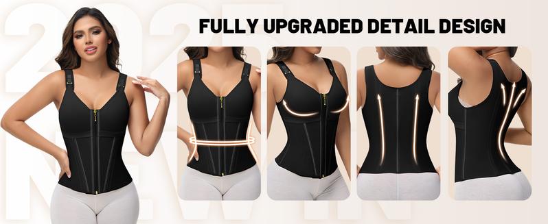 SHAPSHE Waist Shapewear Corset for Women Tummy Control Sport Workout Body Shaper Vest for Women Gym Zipper and Hooks