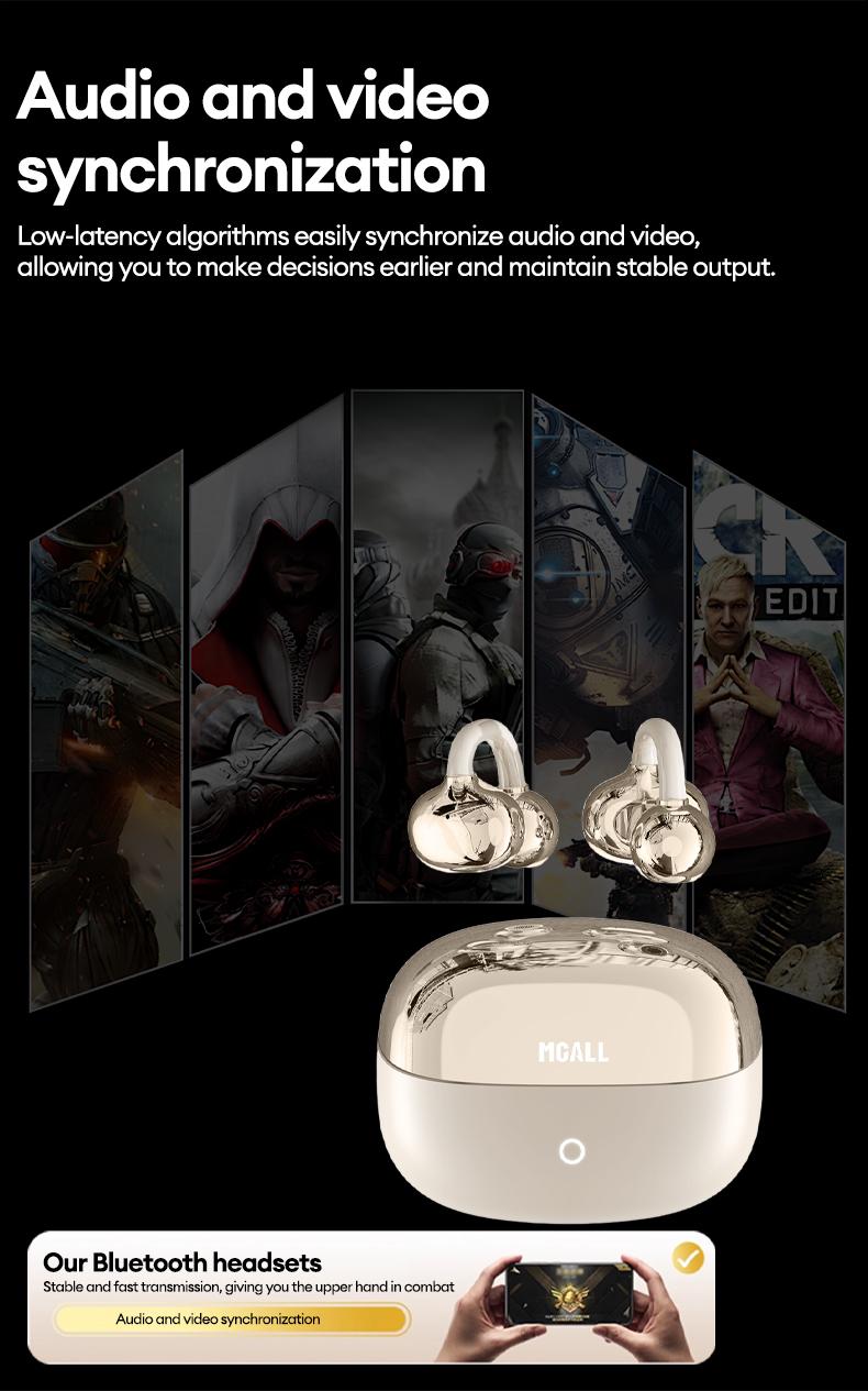 MGALL A720 Clip-On Wireless Headphones with 2025 Bluetooth 6.0 for Faster & Stable Connection, Zero-Pressure Comfort, Precise Directional Sound, IPX5 Waterproof Audio Earbuds for Music, Calls & Sports