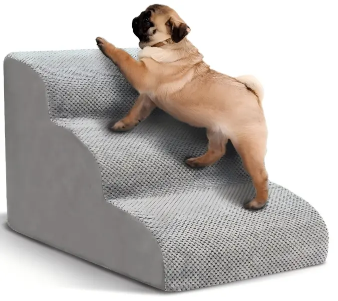 Pet Stairs For Small Dogs, 3 Steps High Density Foam Pet Ramp, Extra Wide Non-Slip Dog Steps For Bed And Couch, Soft Pet Ladder For Senior, Injured Dogs And Cats