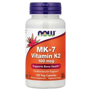 NOW Foods MK-7 Vitamin K-2 , 100 mcg, 120 Veg Capsules