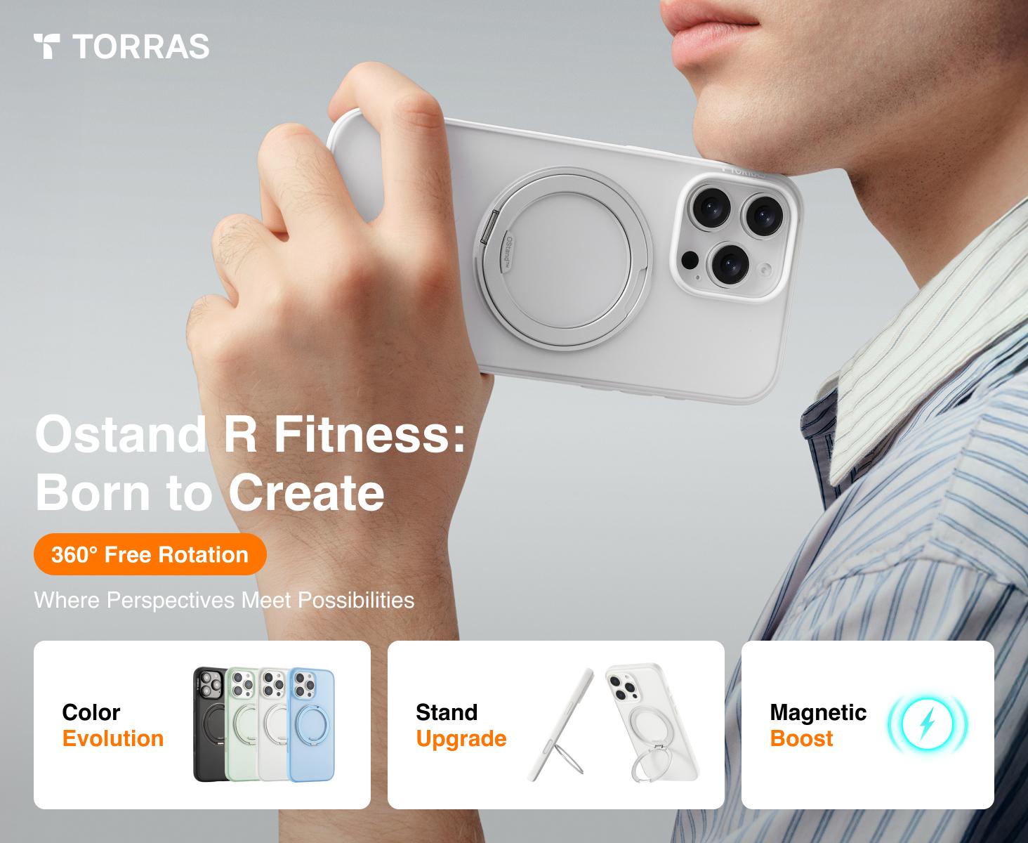 TORRAS OStand Fitness 360° Rotating Magnetic Stand for iPhone 17/16/15 Pro Max Case, [MagSafe Compatible] [Military-Grade Protection][Enhanced Grip & Slim]