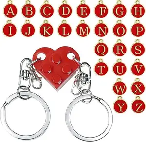 Personalized Brick Matching Couple Heart Keychain – Cute Interlocking Heart Keychains for Couples, Romantic Gift for Him & Her, Boyfriend, Girlfriend, Mom or Lovers, Meaningful Everyday Keepsake