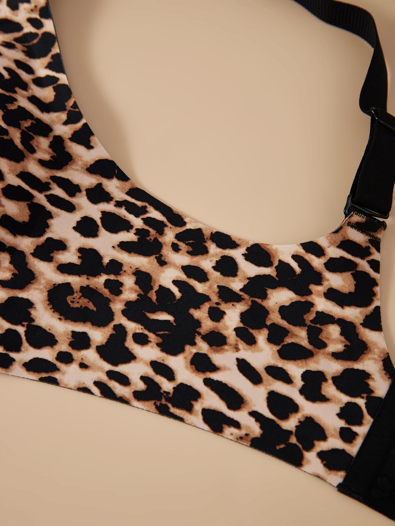 COKE Leopard Jelly Wireless Push Up Bra 1PC - Seamless Deep V Bralette for Women |    Comfy T-Shirt Bra for Everyday Wear (S-3XL)