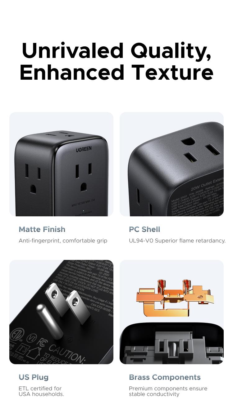 UGREEN USB-C Charging Station with AC Outlet, Nexode 8-in-1 Power Strip for Home and Office, with 4 AC, 1 USB C & 2 USB A for MacBook Pro/Air, iPad, iPhone 17 16，TikTokShopBlackFriday ,TikTokShopHolidayHaul