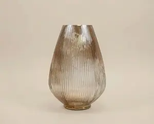Ribbed Sand Teardrop Vase (9")