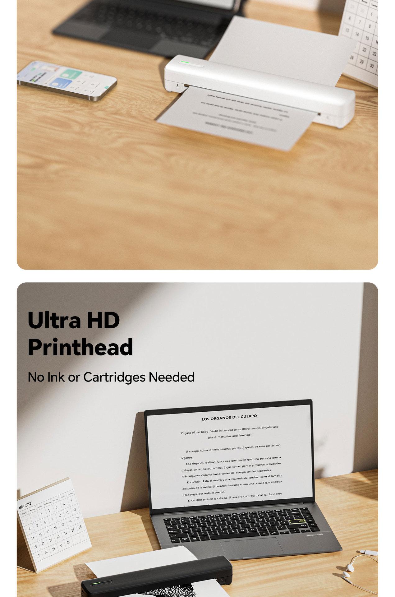 Portable Thermal Printer D810 - Wireless A4 Printer for Office School Travel Home Tattoo Scenarios Ideal Gift