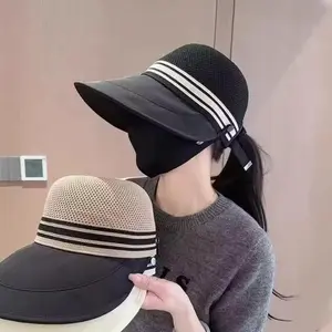 2026 New Spring/Summer Wide-brimmed, Hollowed-out, Breathable, Open-top Sunscreen Hat for Women, Perfect for Outdoor Outings.