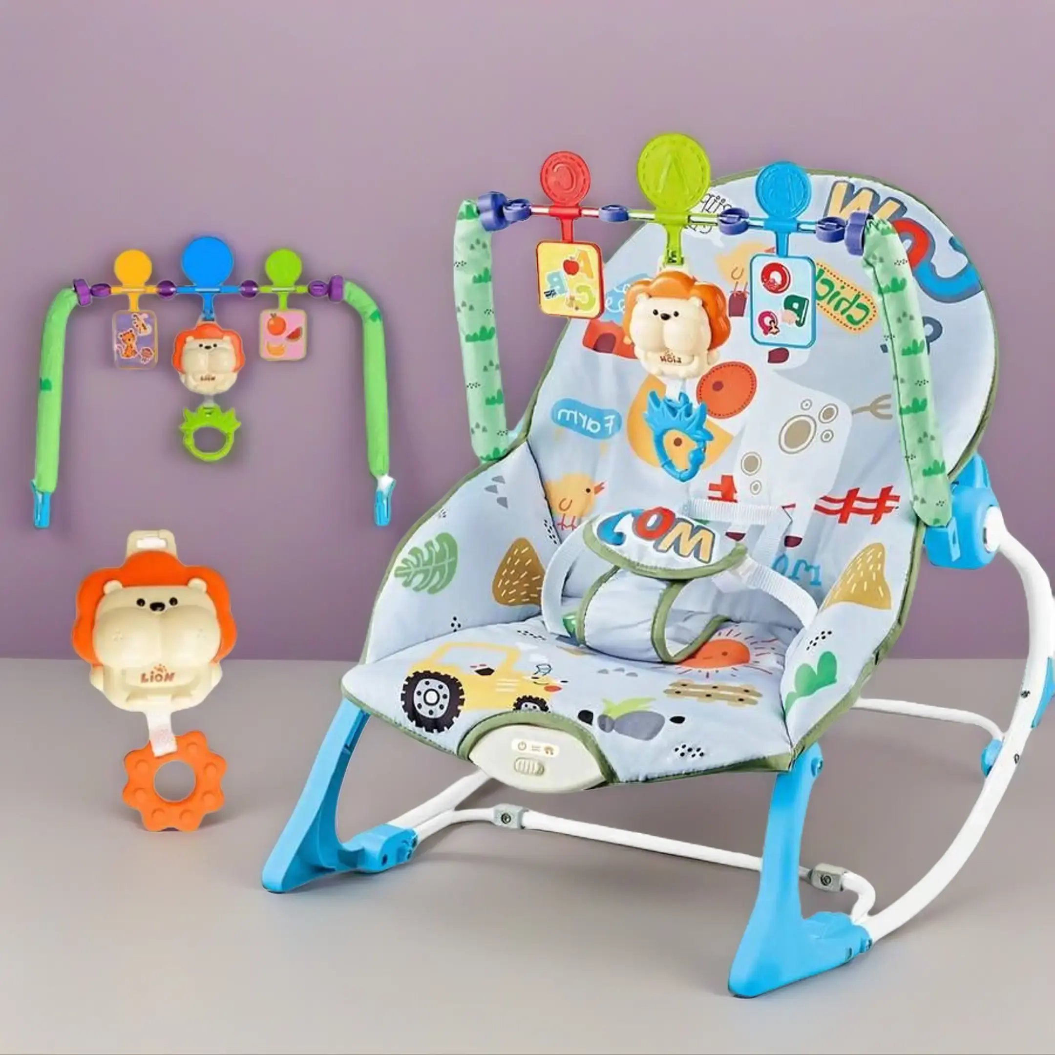Modern Ultra-Lightweight Frame Bouncy Seat for Newborn Parents - 2-in-1 Infant Bouncer with Soothing Music, Vibration, Safe Spot for Relaxation, Indoor & Backyard Patio Use, Up to 40 lbs