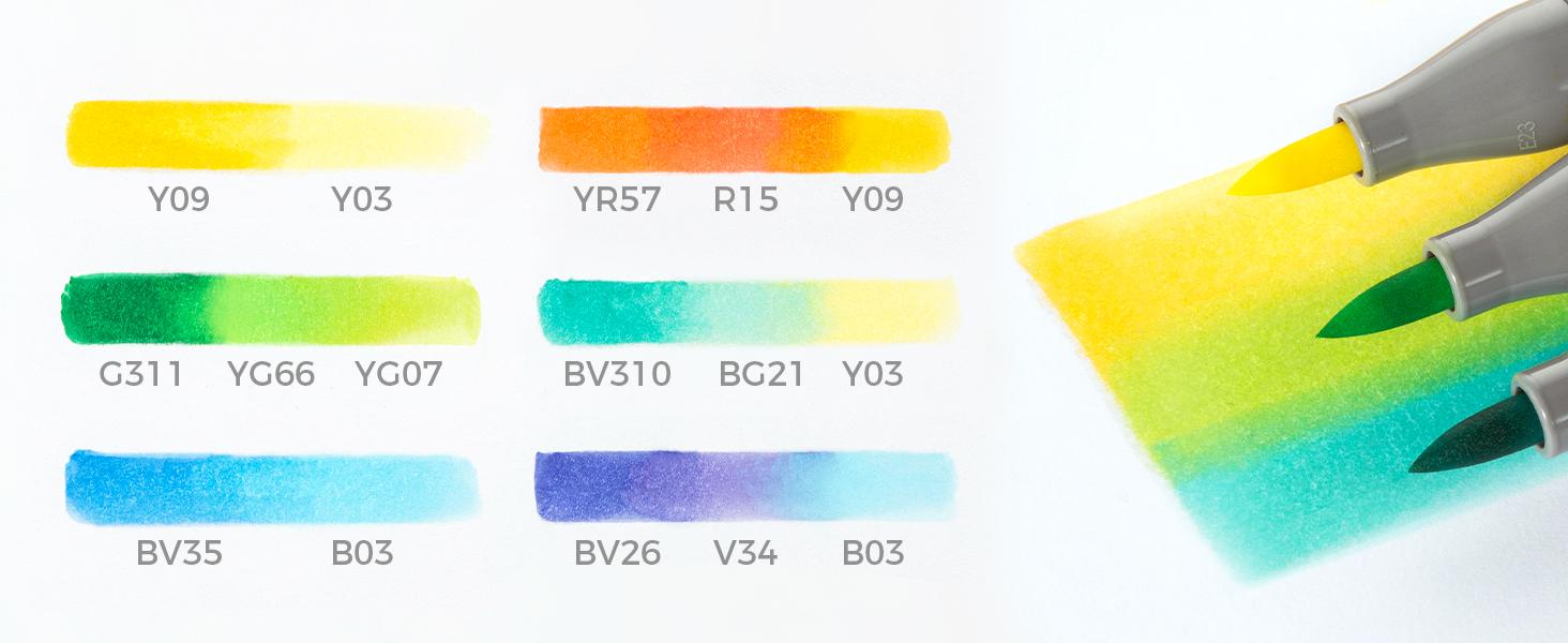 Ohuhu Alcohol Brush Markers: Supreme Brush& Chisel Dual Tips  - 24 colors - Alcohol-based Art Marker Set for Artist Adult Coloring Book Illustrations- Refillable - Honolulu Plus Series of Ohuhuart