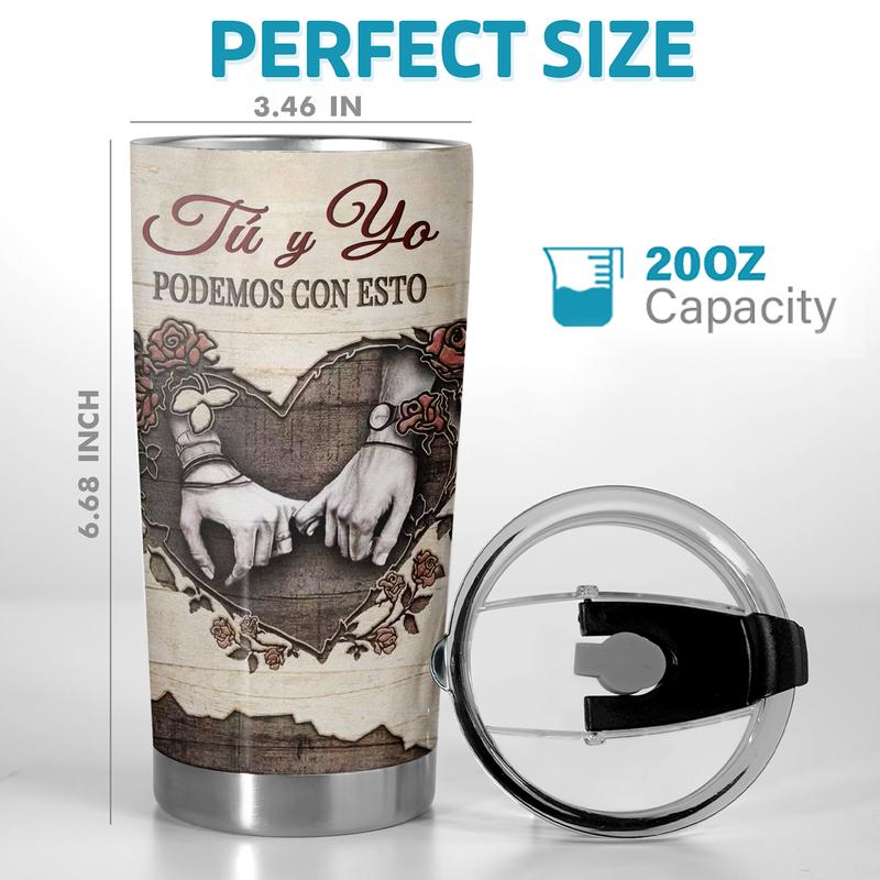 SMS - “Tú & Yo” Vaso Térmico de 20 oz – 14 de febrero - Regalo de San Valentín para Ella, Hecho en EE. UU., Regalo de Aniversario para Él o Ella, Taza de Amor para Esposo y Esposa, Vaso Especial para Parejas y Momentos Inolvidables