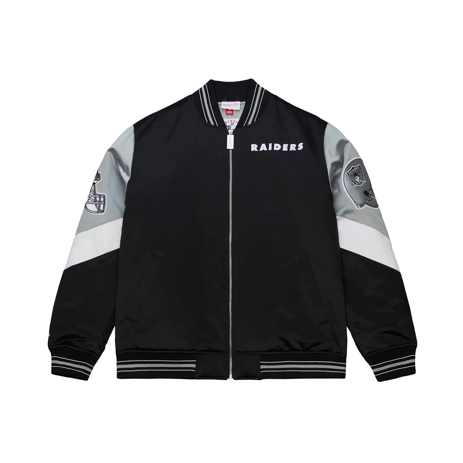Oakland Raiders Black Vintage Heavyweight Satin Full-Zip Jacket Oakland Raiders Black Vintage Heavyweight Satin Full-Zip Jacket