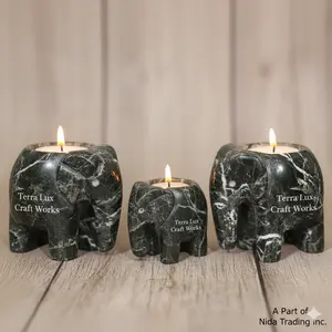 Candle holder Marble, Marble-Stone Zebra Accent Elephant Tea Light Candle Holders, 2.5x2.5x3 in, Decorative Figurine for Home & Office Décor (Creates Warm Glow)