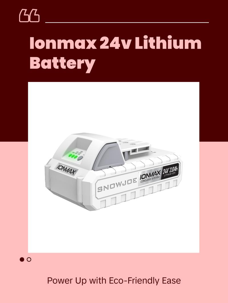 Snow Joe Lithium-ION Battery 2.0-Ah 24V | IONMAX Devices | Battery Management System | 3-Stage LED Display | 24VBAT-LTE CERTIFIED AUTHENTIC IONMAX 24-Volt*