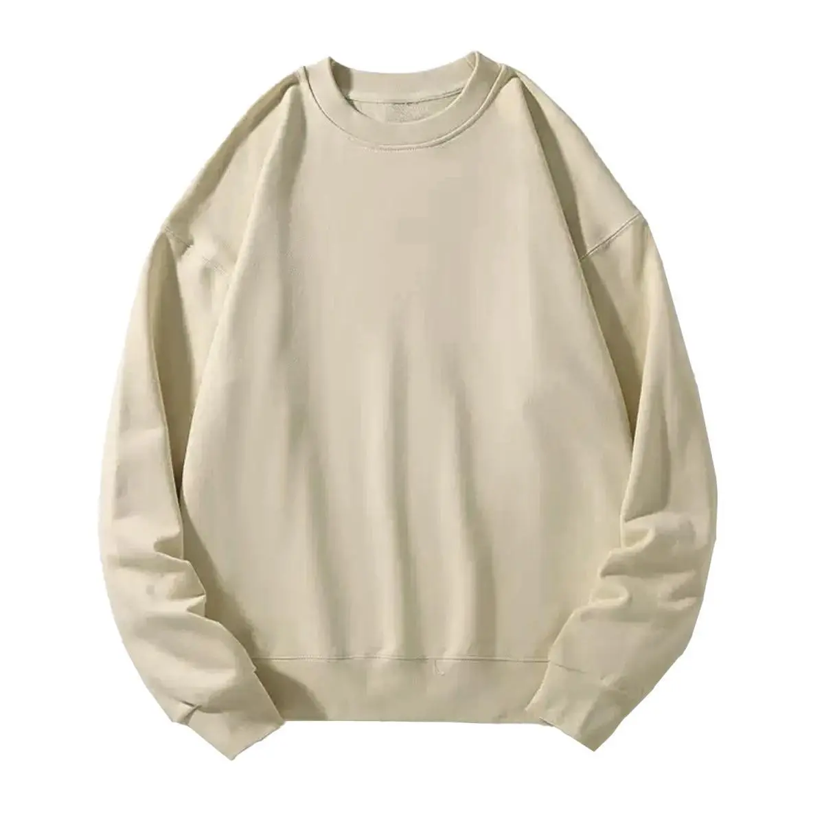 Holafish Unisex Fleece Crewneck Sweatshirt Soft Cotton Blend Long Sleeve Loose Fit Pullover Casual Korean Minimalist Style 2025 Sizes S-3X Womenswear ComfyBack To School