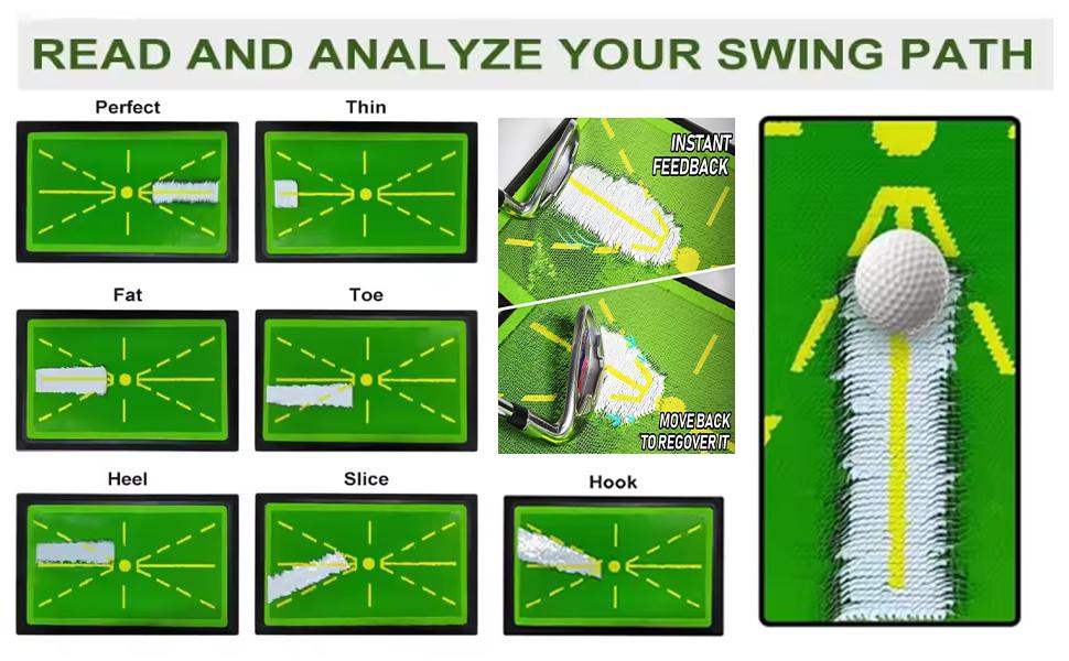 Golf Hitting Mat, Golf Mats Practice Outdoor Indoor for Swing Path Feedback Detection Batting, 17"x12" Practice Outdoor Indoor for Training Chipping Show Swing Path,  Practice Outdoor Indoor, Golf Accessories for Training, Driving, Chipping, Gift