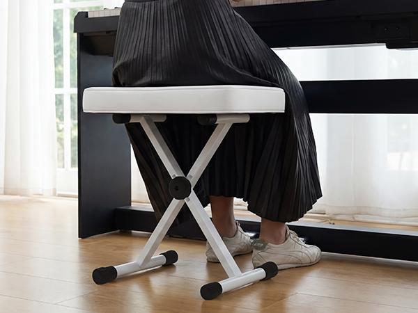 Piano Stool, Adjustable Height and Padded Seat Stool for Bedroom, Hallway and Living Room Decor，White