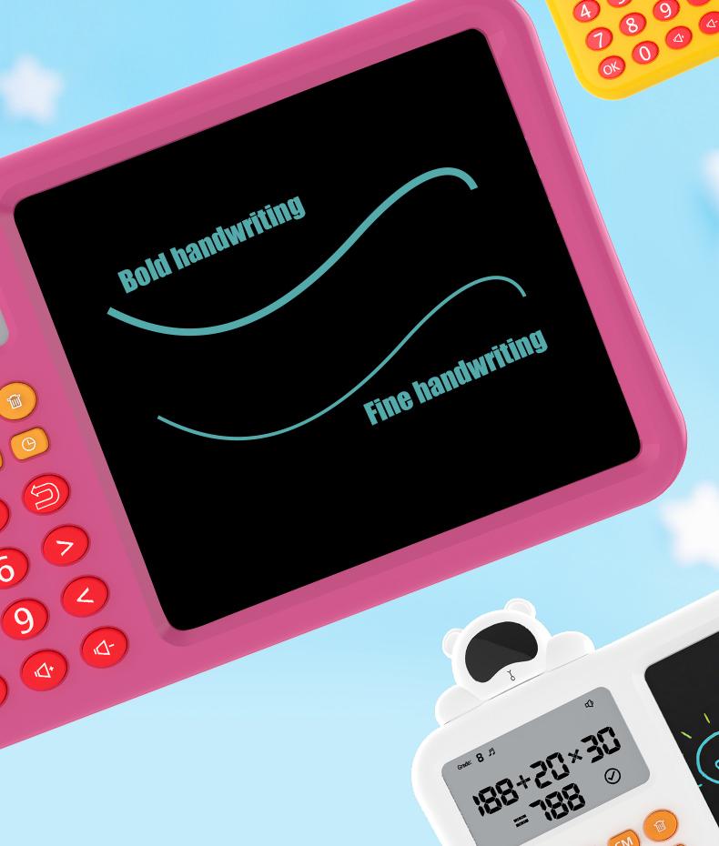 2-in-1 Kids Math Learning Tablet 3-8, Calculator + LCD Writing Board, + − × ÷ Practice, Column Math, Timed Drills