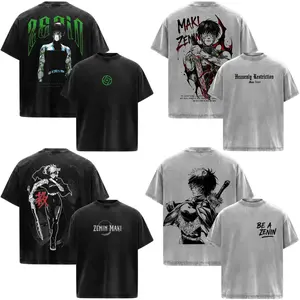 Maki Zenin Jujutsu Kaisen JJK Anime Manga Acid Washed 230GSM Heavyweight Cotton T Shirt Collection - Size S to 3XL - Unisex Vintage Streetwear Oversized Crewneck Merch - Gift for Anime Fans