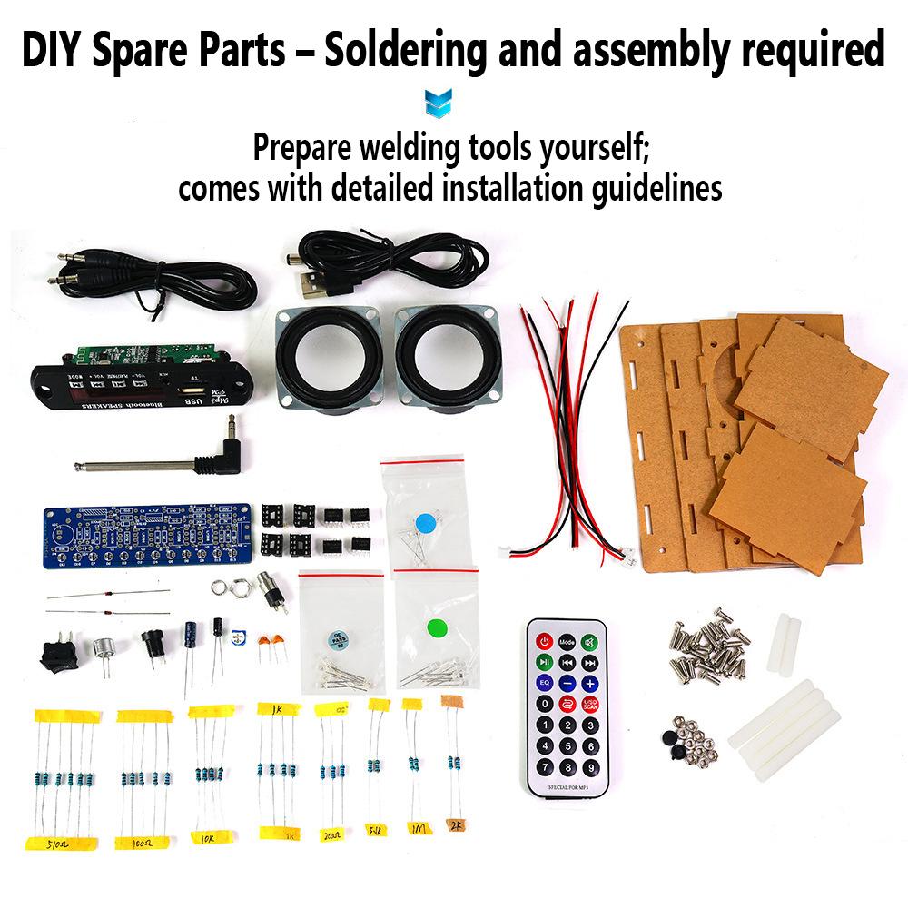 Soldering kit， radio kit， diy bluetooth speaker kit， DIY Bluetooth-Compatible Speaker Kit,Recording Function FM Radio Soldering Practice Kit with LED Spectrum,TF/AUX/Bluetooth/USB Support,Remote Control Soldering Project for Indoor/Outdoor Use