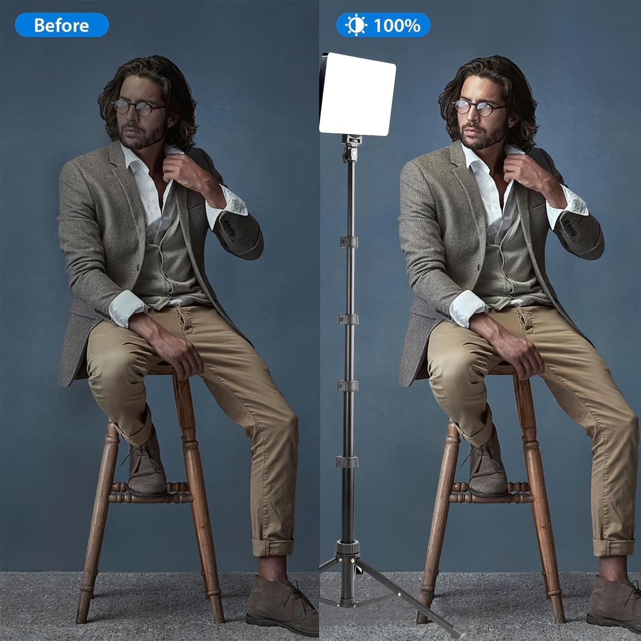 10" LED Square Light Panel with 57" Adjustable Tripod, Dimmable Brightness Control 3 Color Temperature (2200K-4500K) for Video Recording, USB-Powered, Ideal for YouTube TikTok Instagram Content Creation (1PCS)#valentine's day gifts#Super Bowl