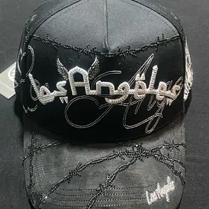 Los Angeles Cap with Embedded Stone Accents around the Crown for Stylish Wear