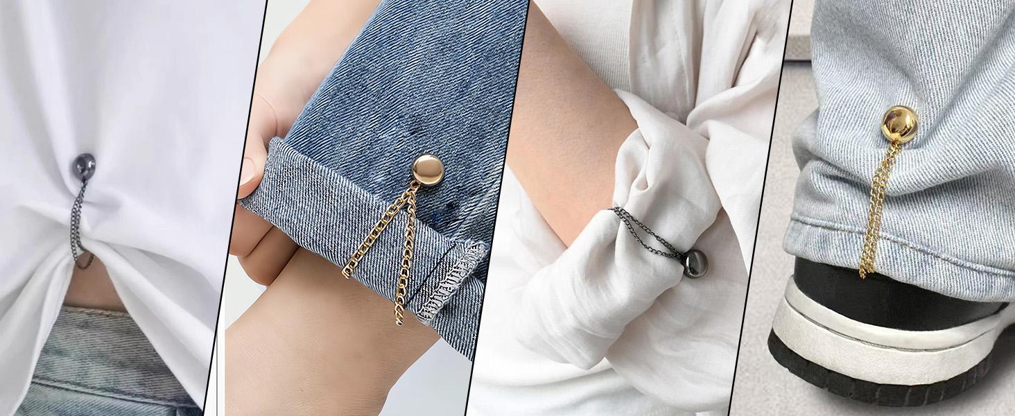 Multi-Function Magnetic Clothing Clips, Magnetic Shirt Clips for Women Clothing, T-Shirt Shortening Magnetic Closure for Cinch T-Shirt Hems, Collar, Pants Hems (8 Pack)