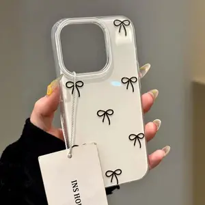 Bow Pattern Full Coverage Tpu Phone Case, Anti-Drop Design Compatible with Multiple iPhone Models, Perfect Gift for Friends & Family for iPhone 16 15 14 13 12 11 Pro Max Plus Clear PVC Tote Bag Craft Kit Style Non-slip Sofa Cover Quilted Cotton Velvet