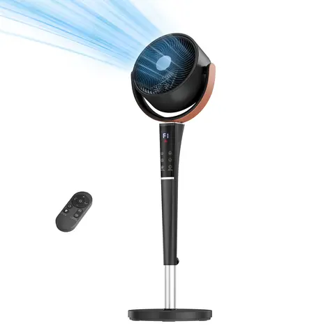 Sweetcrispy Standing Bedroom Pedestal Fan for Cooling Sleep, 20dB Quiet DC Air Circulator, 15 Speeds, 5 Modes, 120° Oscillation, 12H Timer, 1050CFM Airflow, 37-45" Adjustable Height, LED Light, Remote Control
