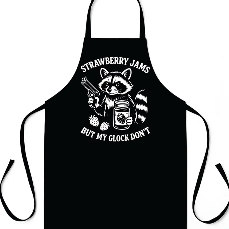 Strawberry Jams Raccoon Kitchen Apron BBQ Barbeque Cook Chef Funny Gift Dad Mom Family Party Grill