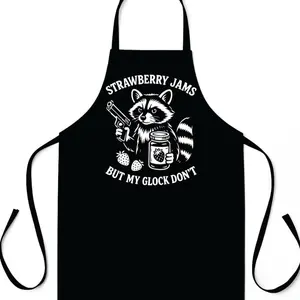 Strawberry Jams Raccoon Kitchen Apron BBQ Barbeque Cook Chef Funny Gift Dad Mom Family Party Grill