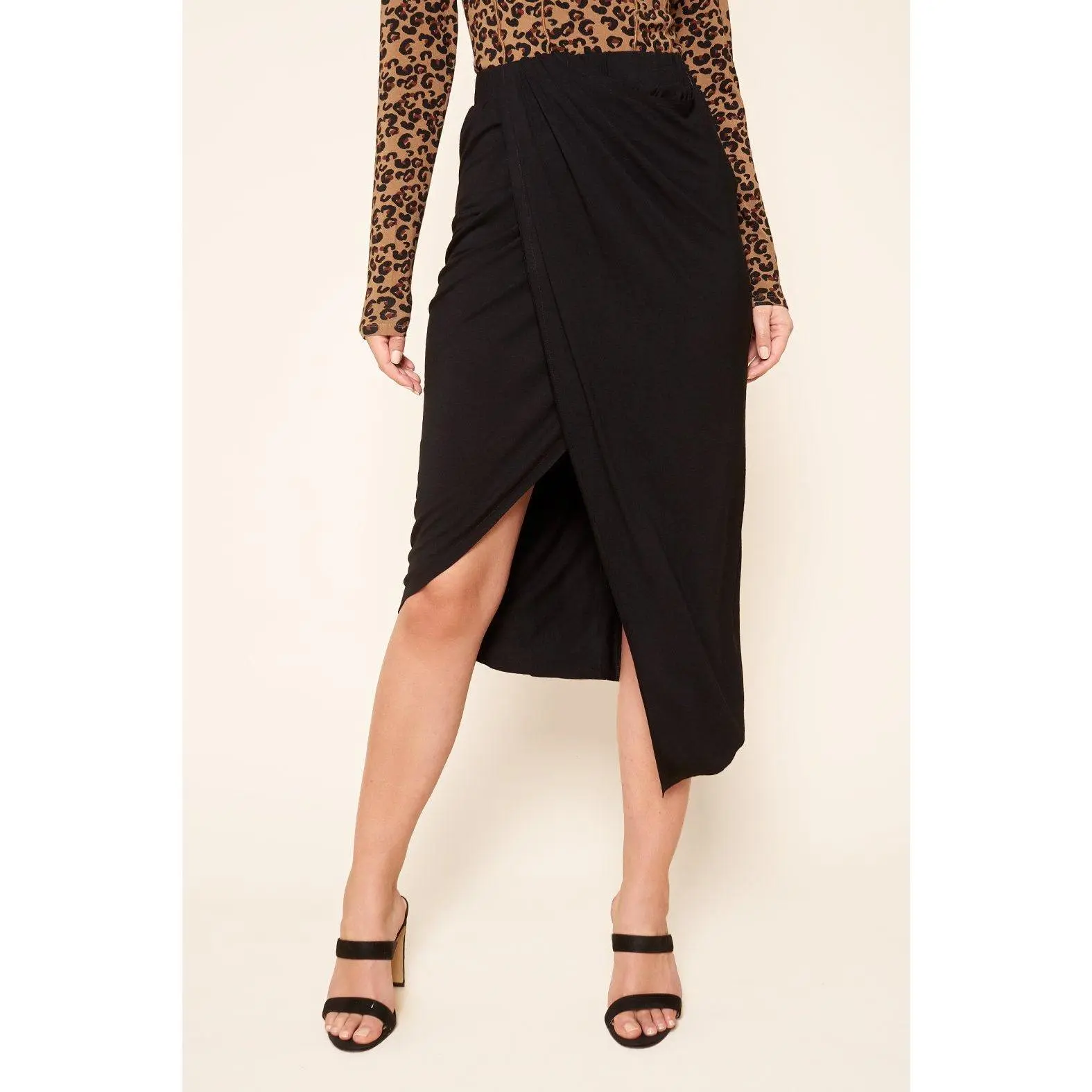 Martinique Midi Sarong Wrap Jersey Knit Skirt