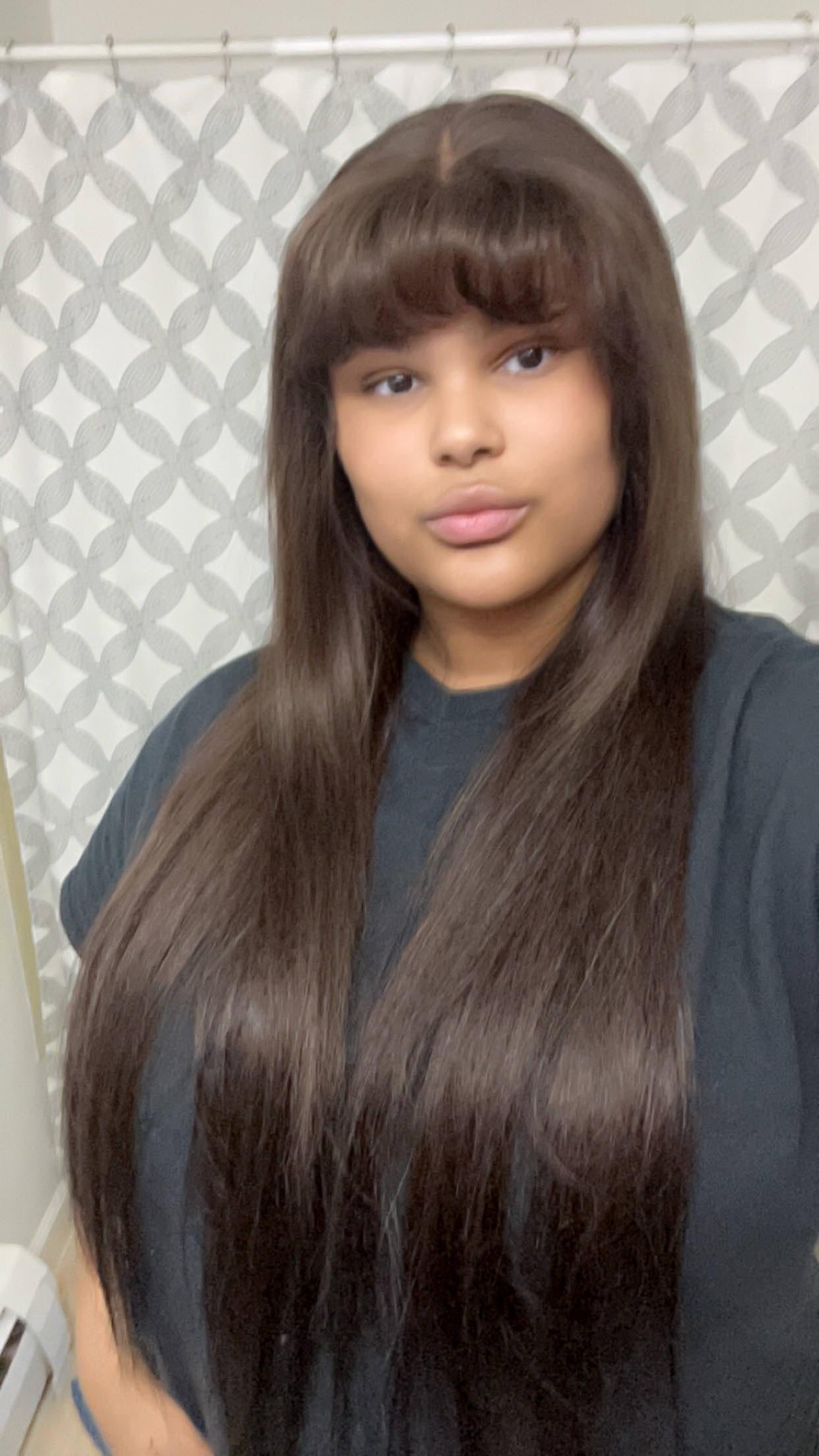 [30“ only $172] Mamushow #4 Chocolate Brown and #1 Jet Black 13x6 Body Wave Full Lace Frontal Human Hair Wigs