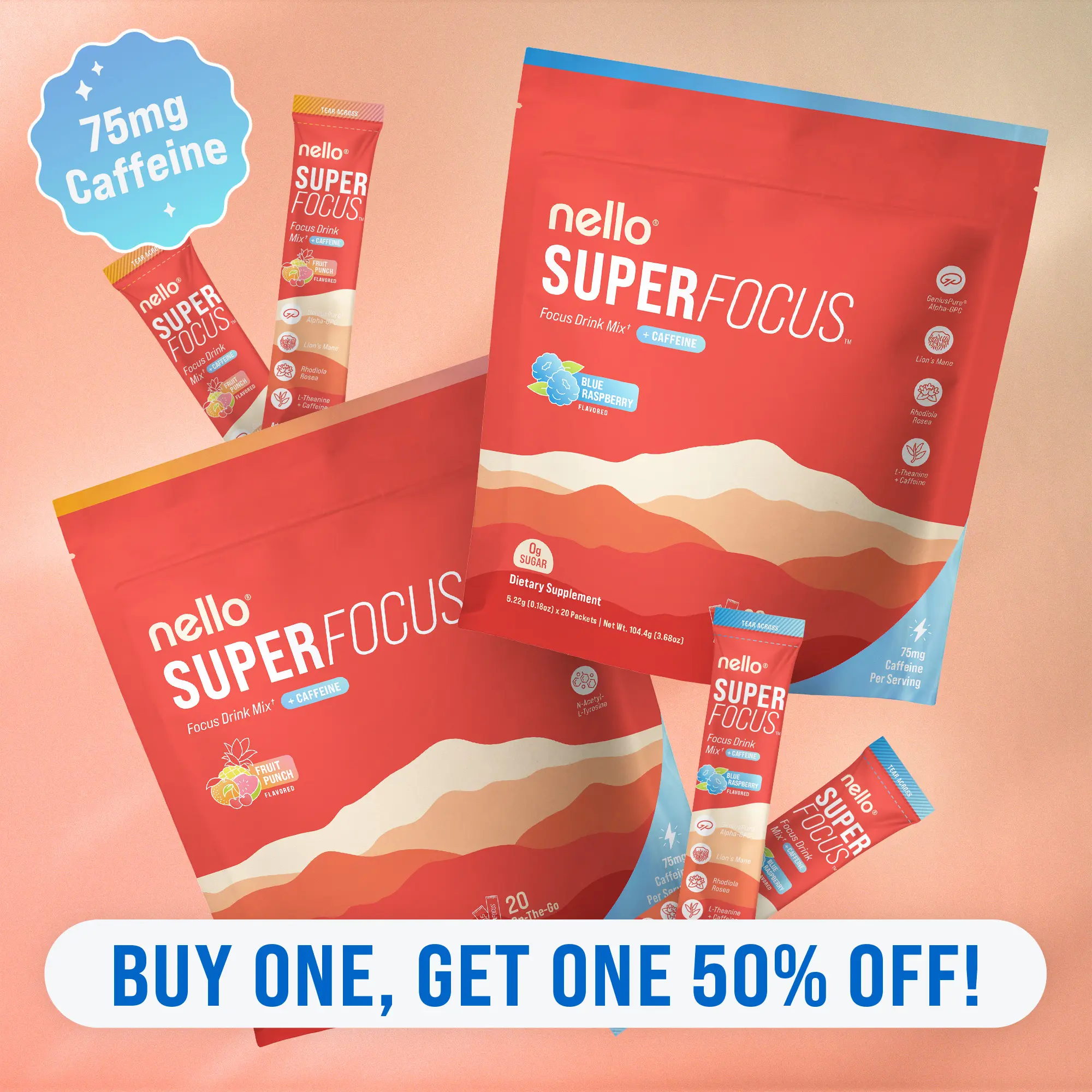 Fruit Punch + Blue Razz Caffeine (2-Pack)