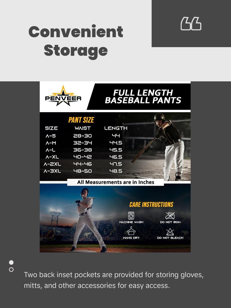 Penveer Full Length Men's Baseball Pants, Open Bottom, Loose Fit Adult Baseball Pants with Adjustable Length (White)