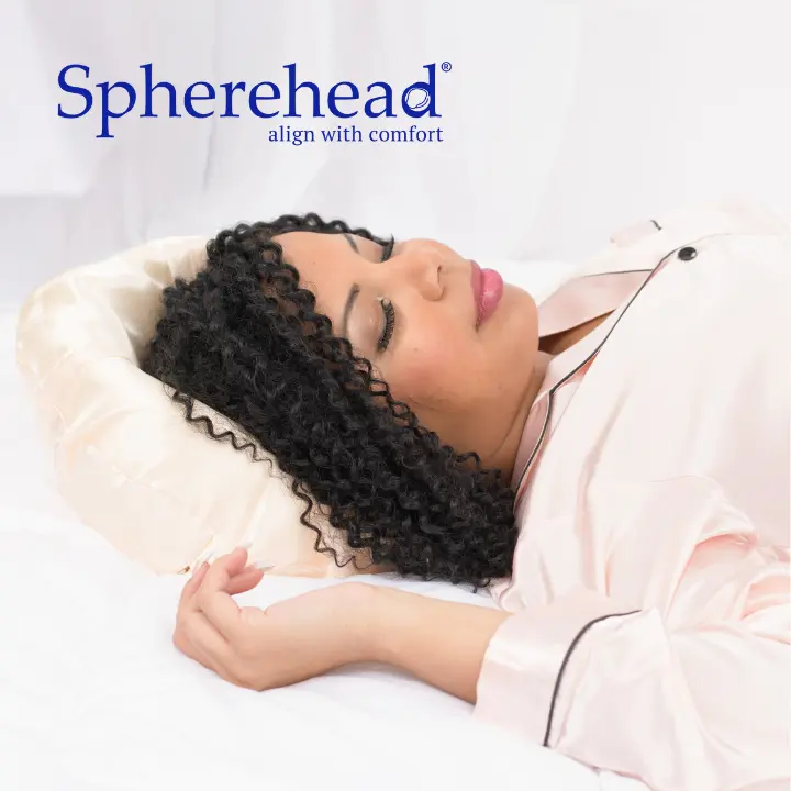 Spherehead Pillow Memory Foam Neck Alignment Pillow with Breathable Charmeuse Pillowcase - 12" Diameter with Durable Core