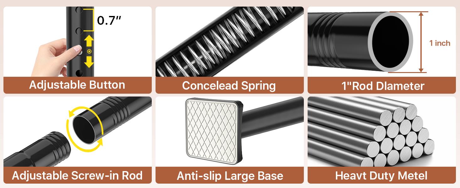 Adjustable Bedroom Partition Rod - Heavy-Duty Room Divider Curtain Rod for 4-10 Ft High and 28-70 in Wide Spaces - No Drill Freestanding Separator Freestanding Tension Curtain Stand(Curtains are not included)