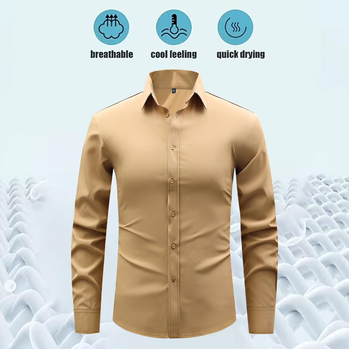 Men's Shirt Long Sleeve Wrinkle-Free Four-Sided Stretch Business High-End Shirt