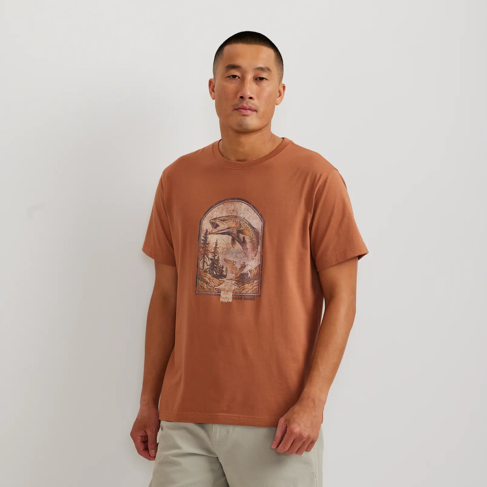 Eddie Bauer Men’s EB Salmon T-Shirt Everyday Comfort Everyday