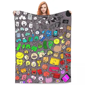 Aura Blankets BFDI Charters! Fleece Throw Blanket Battle for Dream Island Blankets for Home Bedroom Warm Quilt