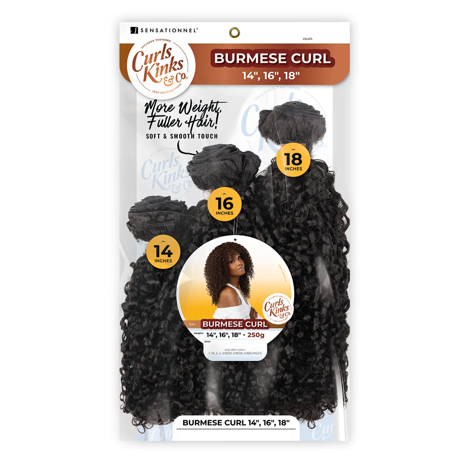CURLS KINKS&CO Fake Curly Hair Bundles, 3X Kinked Synthetic Weave Pieces for Quick Weaves, Sew-ins, and Fuller Hair Styles, Burmese Curly Bundles, Ponytail Quick Weave