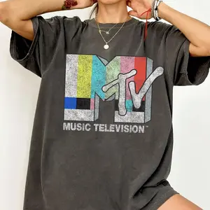MTV Classic Vintage TV Signal Logo T-Shirt, Retro 80s & 90s MTV Family Matching Tee, MTV Birthday Girl Music Television Signal Logo T-Shirt
