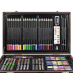 SUNNYGLADE 145 Piece Deluxe Art Set with Wooden Box Crayons Oil Pastels Colored Pencils Watercolor Cakes Sketch Pencils Paint Brush Sharpener & Eraser for Beginner to Advanced SUNNYGLADE 145 Piece Deluxe Art Set with Wooden Box Crayons Oil Pastels Colored Pencils Watercolor Cakes Sketch Pencils Paint Brush Sharpener & Eraser for Beginner to Advanced