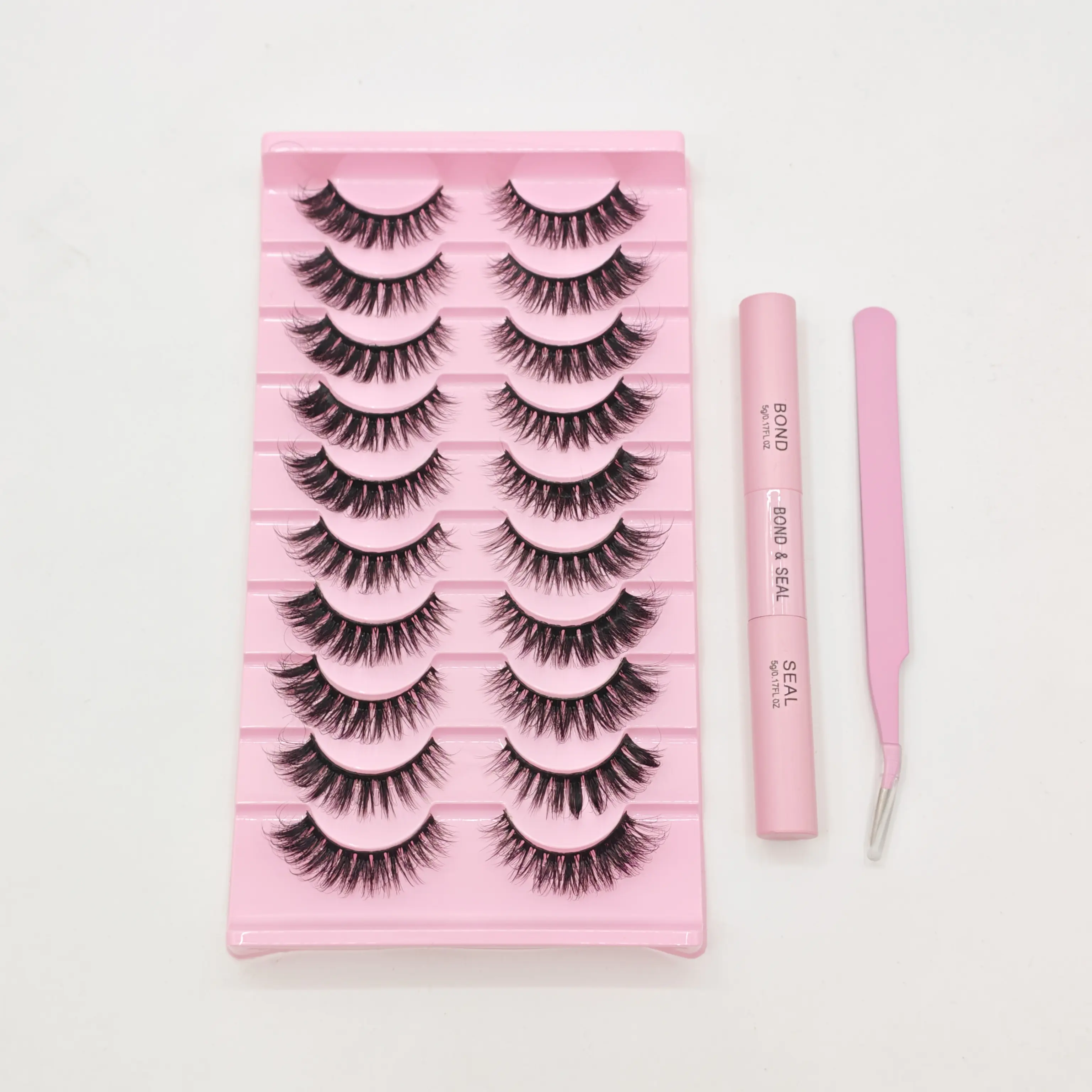 3 in 1 set 10 Pairs  Fluffy Faux Mink Lashes Value Pack (xx02) with Tweezers&Bond and Seal | Reusable 3D Volume False Eyelashes | Soft, Lightweight & Dramatic Look | Easy to Apply for Daily & Party Makeup |  Perfect Gift for Beauty Lovers tiktokshopspring