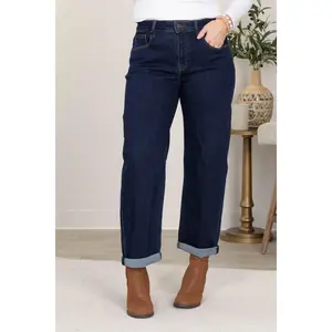 Risen Slouchy Cropped Boyfriend Cuffed Hem Jean