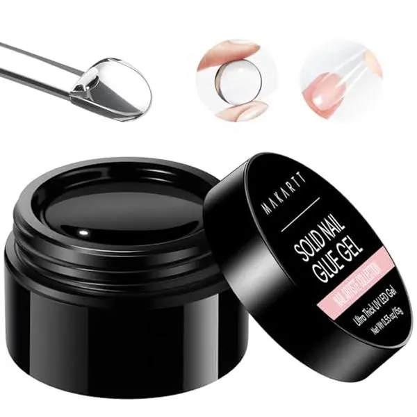 Makartt Solid Nail Glue Gel for Press on Nails: Strong Gel Nail Glue for Fake Nails, Long Lasting Clear Hard 3D Sculpting Gels for DIY Home and Salon Use 15ML UV Light Cured