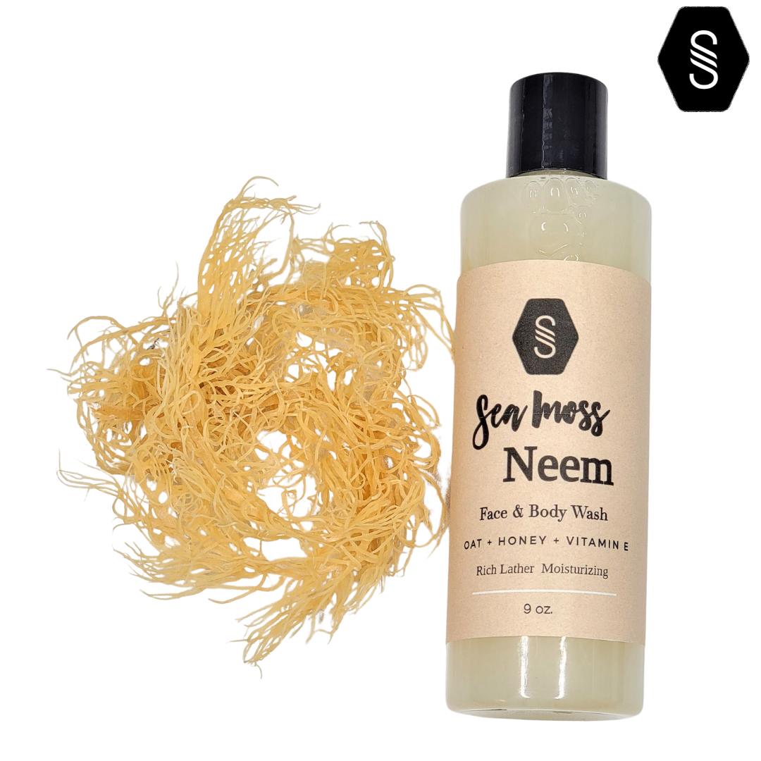 Strebors Neem Sea Moss Body Wash 9 oz - Fragrance-Free All-Natural Cleanser for Skin Repair & Hydration - Sulfate-Free & Paraben-Free Cosmetic