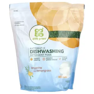 Grab Green Automatic Dishwashing Detergent Pods, Tangerine with Lemongrass, 60 Loads, 2 lbs 6 oz (1,080 g)