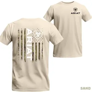 Ariat Camo Flag Tee, Sweatshirt, Hoodie, Unisex Patriotic Style T-shirt, Cotton Top Menswear, Short Sleeve Unisex Shir