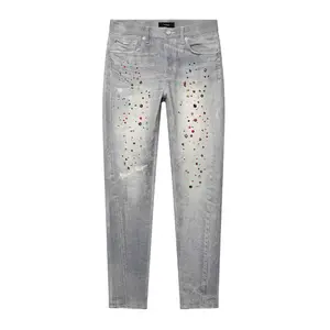 Purple P001 Skinny Jewel Print Denim - Light Indigo